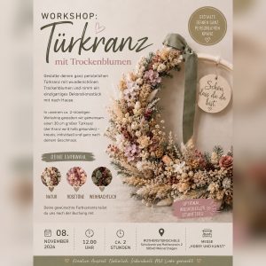 08.11.26 12.00 Uhr Workshop Türkranz mit Trockenblumen