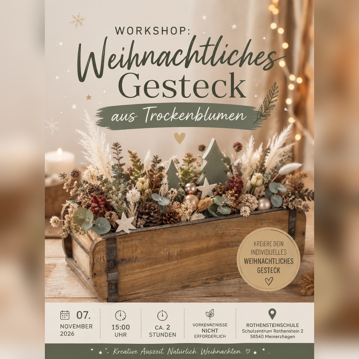 07.11.26 15 Uhr Weihnachtliches Trockenblumen- Gesteck