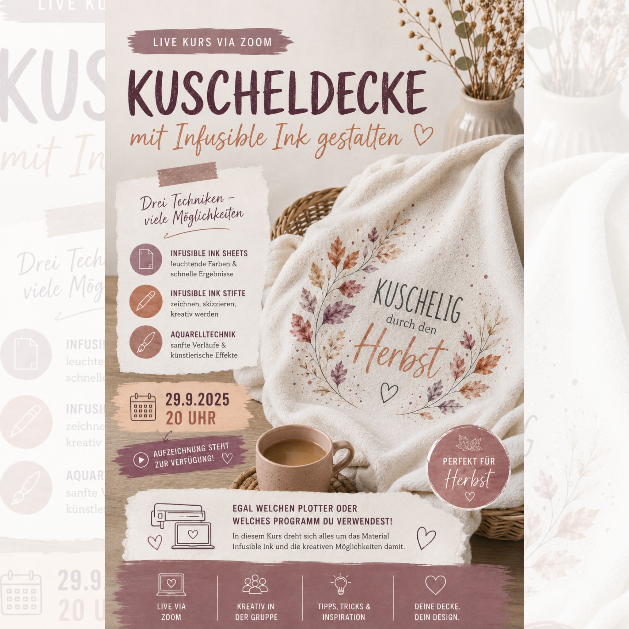 Herbstzauber: Kuscheldecke trifft Infusible Ink